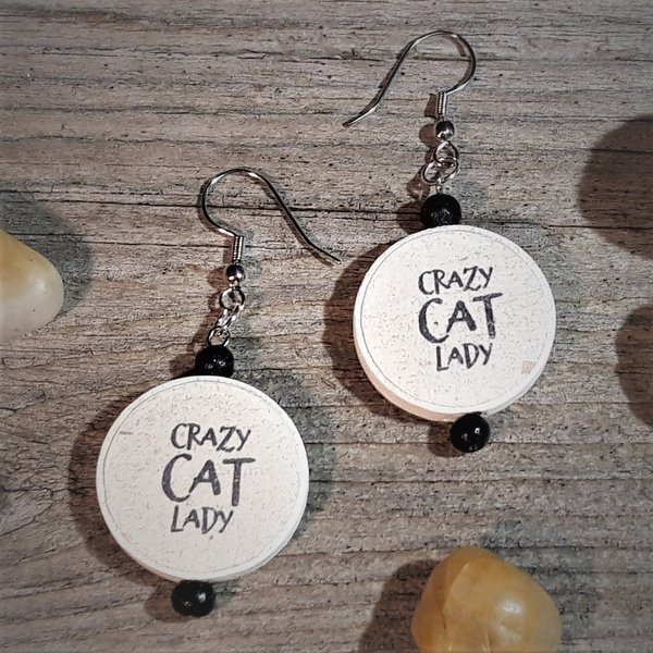 Text Earrings ~Message~ (M) "CrazyCatLady"  *1*